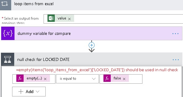 Loop items from excel